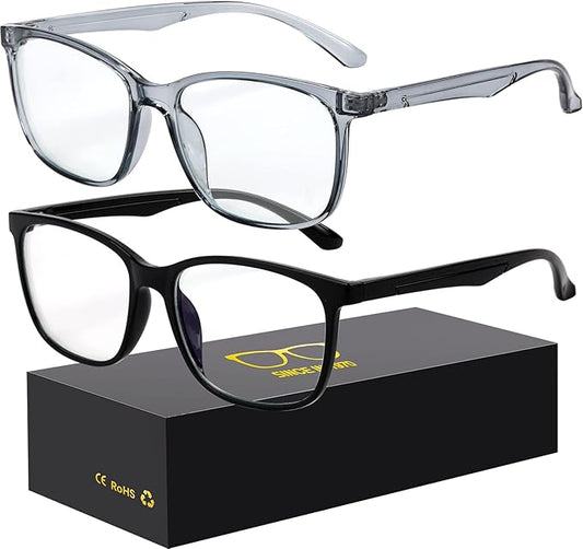 Oilway Blue-Light Blocking Glasses Computer Reading/Gaming/TV/Phones Glasses Fashion Anti Eyestrain Glasses for Women Men（A2 Black + Gray）