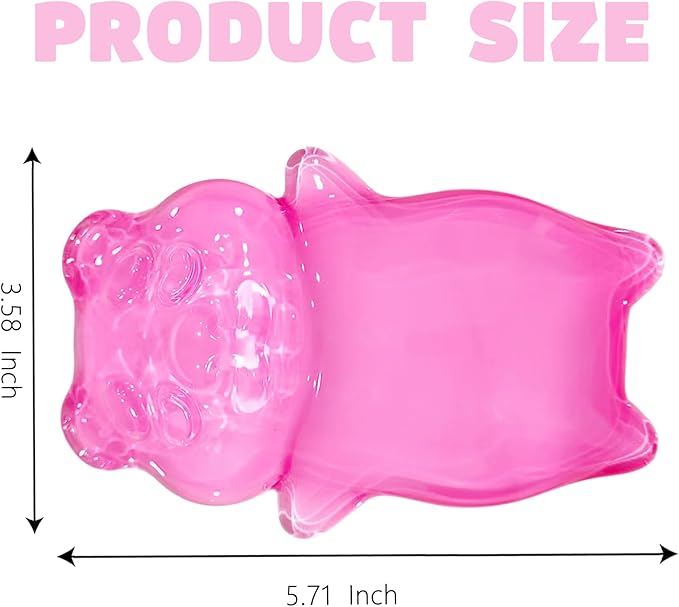 Gel Wrist Rest for Keyboard and Mouse Transparent Pink Bear Elbow Pad Cushion Ergonomic Cute Clear Cool Mouse Wrist Pad Silicone Non-Slip Support for Computer Gaming Home Office Hand Pillow