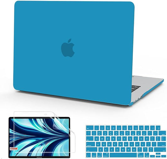 B BELK Compatible with MacBook Air 13 inch Case M5 2026 2025 2024-2022 M4 M3 M2 A3449 A3240 A3113 A2681, Plastic Hard Shell+Keyboard Cover+Screen Protector for MacBook Air 13.6 inch Case, Aqua Blue