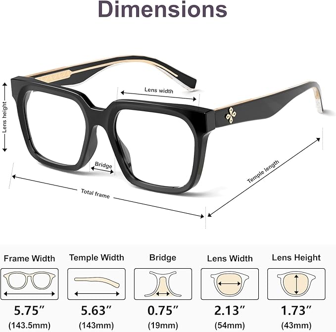 VISOONE Rectangle TR90 Blue Light Blocking Glasses Computer Eyewear with Preppy Look for Women and Men Cougar