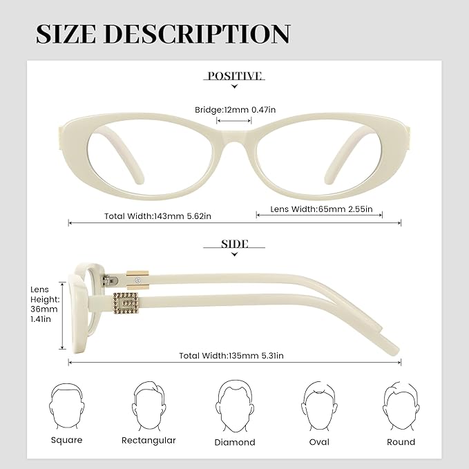 Oval Blue Light Blocking Glasses for Women Retro 90s Glasses Computer TV Eyeglasses Anti Eyestrain