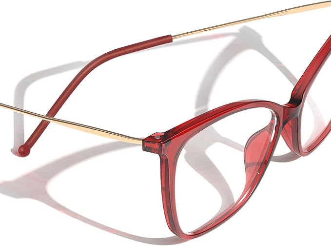 VISOONE Oversized Cat Eye Blue Light Blocking Glasses for Women Large Cute Lightweight Eyeglasses Metal Frame Calina