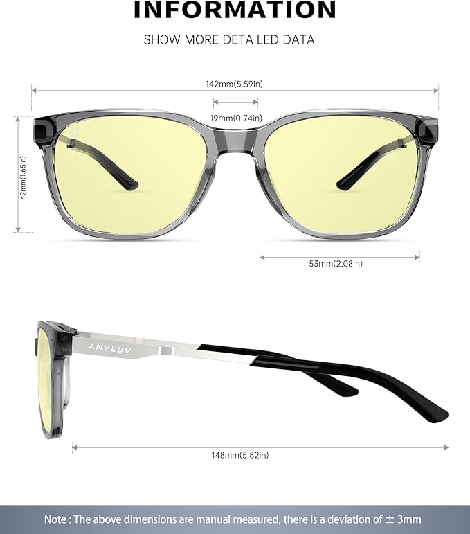 ANYLUV Blue Light Glasses for Men, Lightweight Computer Gaming Glasses, Stylish Anti Eyestrain Blue Light Blocking Men