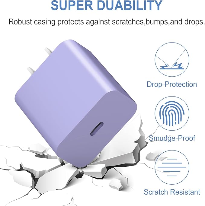 USB C Charger Block iPhone Charger Block Type C Charger 2-Pack for iPhone 16/16 Plus/16 Pro/16 Pro Max/iPhone 15/15 Plus/15 Pro/15 Pro Max/iPhone 14/14 Pro Max/13/13 Mini/12 Pro Max/Samsung(Purple)