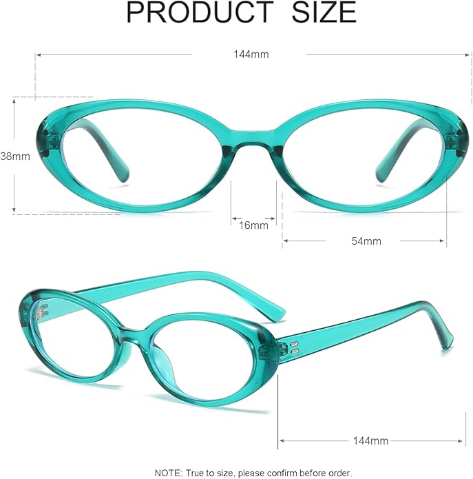 JOVAKIT Oval Blue Light Blocking Glasses for Women Men Vintage Fashion Small 90s Retro Oval Frame Style Eyeglasses