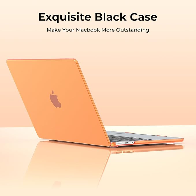 EooCoo Case Compatible with MacBook Air 13 inch M5 2026-2022 Release M4 M3 M2 A3449 A3240 A3113 A2681, Hard Shell&Keyboard Skin Cover&Screen Protector for Mac Air 13.6 inch, Matte Orange