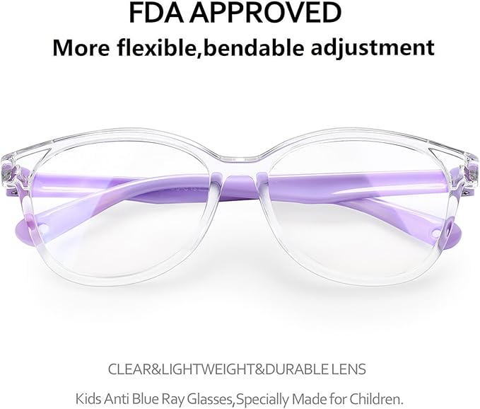 Blue Light Glasses for Kids Girls Boys with Cute Car Case, UV400 Protection, Anti Blue Ray Age3-12