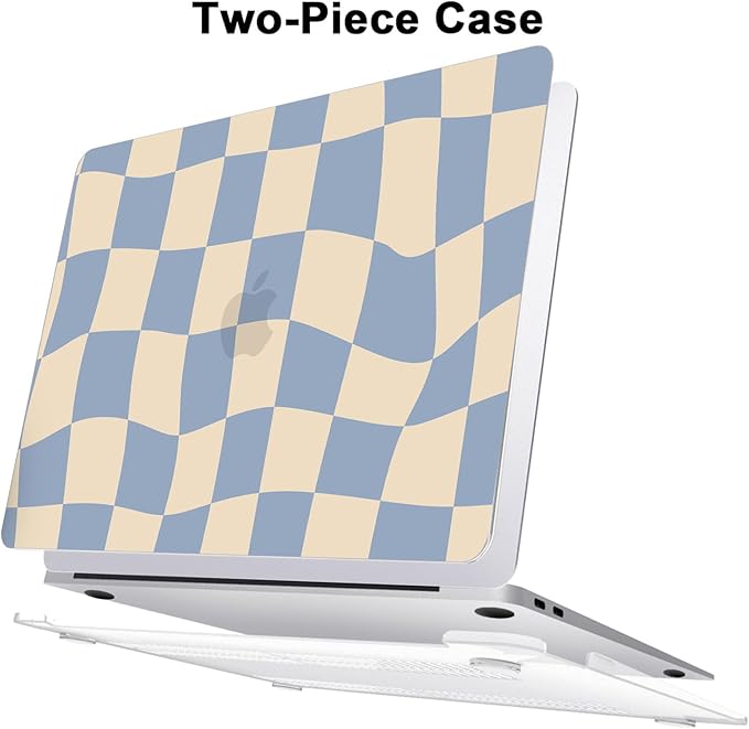 AKIT Compatible with MacBook Air 13 Inch Case M1 2022 2021 2020 2019 2018 A2337 A2179 A1932, Unique Pattern Shell Case+Screen Protector+Keyboard Cover for MacBook Air 13.3 Inch, Blue Checkerboard