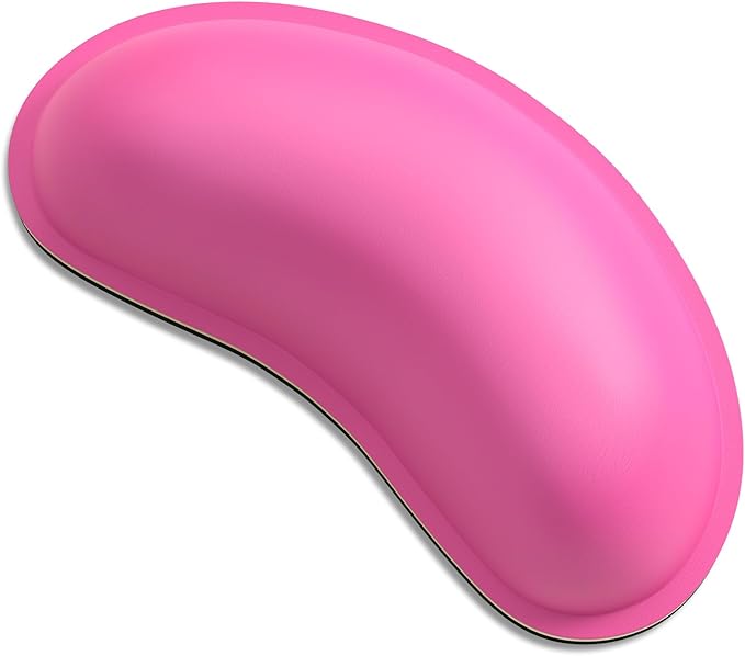 Dapesuom Mouse Wrist Rest, Ergonomic Memory Foam Mouse Wrist for Computer Desk Mats Support, PU Leather Hand Rest Pad Cushion for Gaming, Laptop, Men, Women, Pain Relief & Easy Typing, Hot Pink