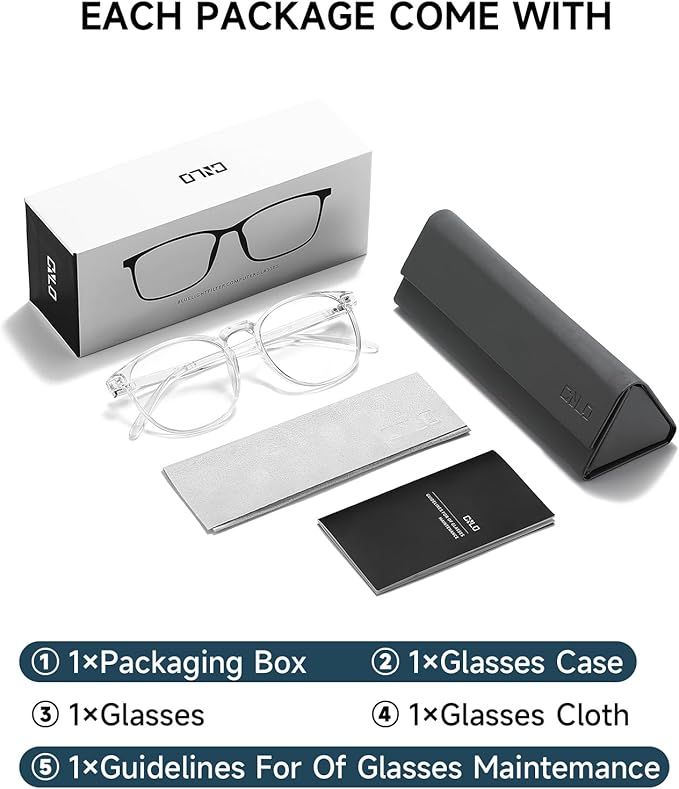 CNLO Blue Light Blocking Glasses,Computer Glasses,Anti Eyestrain, Lightweight Frame Eyeglasses,Men/Women… (Crystal | Anti-Blue Light Tinted Lenses)