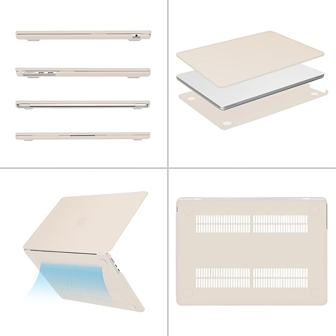 MOSISO Compatible with MacBook Air 13 inch Case M5 2026 M4 2025 M3 M2 2024-2022 A3449 A3240 A3113 A2681,Hard Shell&Keyboard Cover&Screen Film&Pouch for MacBook Air 13.6 inch Case, Beige