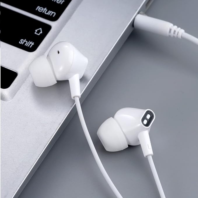 Wired Earbuds Headphones for School with Microphone Noise Isolating Stereo Bass in-Ear Earphones – for Smartphones, Tablets, Schools, Ipads, Multiuse - 3.5mm Plug in Audio Jack - White