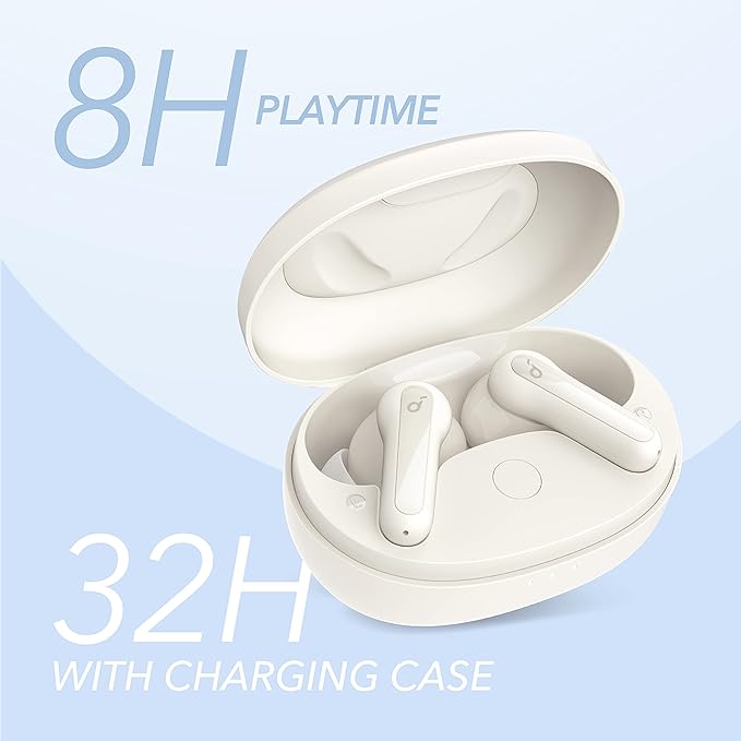 Soundcore by Anker Life P2 Mini True Wireless Earbuds, Bluetooth 5.2, 10mm Drivers for Big Bass, Custom EQ, 32H Playtime, Fast Charging, Comfortable, Tiny Size for Daily Use, Commute, Work (White)