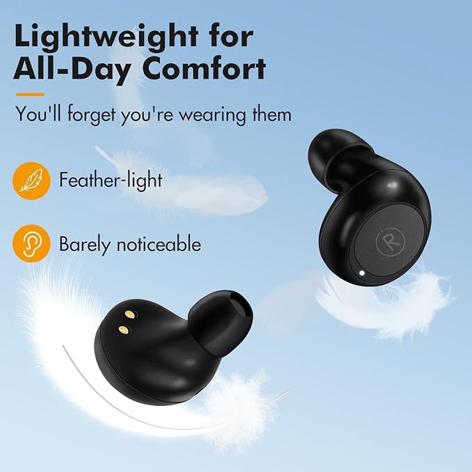 Mini Wireless Earbuds, Auto Pairing Ear Buds Wireless Lightweight Headphones Built-in Microphone, IPX4 Sweat & Water Resistant, Immersive Premium Sound Headset with Charging Case, Black