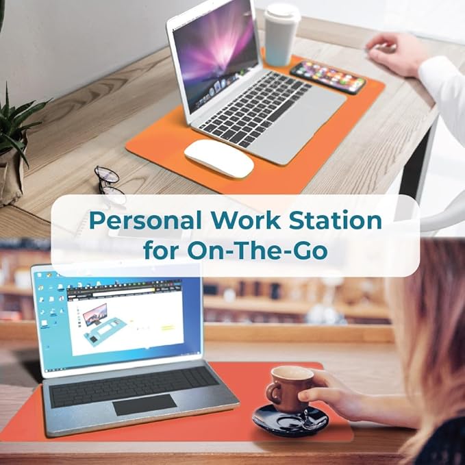 BLACK+DECKER Small Travel Desk Mat, Office Desk Pad, Computer Mat, Laptop Pad for Mobile Office, Computer Furniture Protector, Compact for Carry-On Bags, Ideal for Travel & Work (12"x 20"), Coral