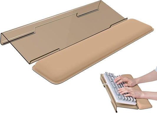 Laborio Computer Keyboard Stand for Desktop, Keyboard Riser Wrist Rest Holder for Easy Typing, Office Desk, Home, School Accessories(Coffee)