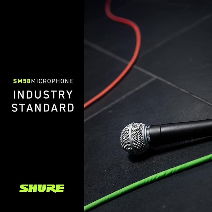 Shure SM58 Professional Dynamic Vocal Microphone with 25-Foot XLR Cable – Cardioid Mic for Live Performance, Studio Recording, Podcasting & Streaming (SM58-CN), Black & Silver