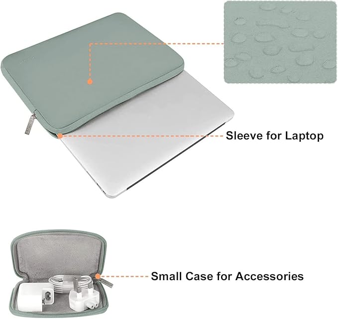 MOSISO Laptop Case 13.3 inch, 13-13.3 inch Laptop Sleeve Bag Compatible with MacBook Air/Pro 13/Pro 14 M5 M4 M3 M2 M1, HP Dell ASUS Lenovo, Neoprene Computer Sleeve Bag with Small Case, Antique Green