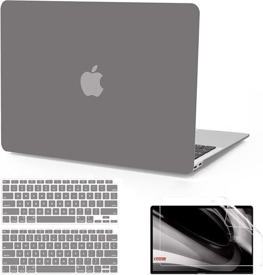 B BELK Compatible with MacBook Air 13 inch Case M1 2022 2021 2020 2019 2018 A2337 A2179 A1932 Touch ID, Matte Plastic Hard Shell+ Keyboard Cover+ Screen Protector for MacBook Air 13.3 inch Case, Gray