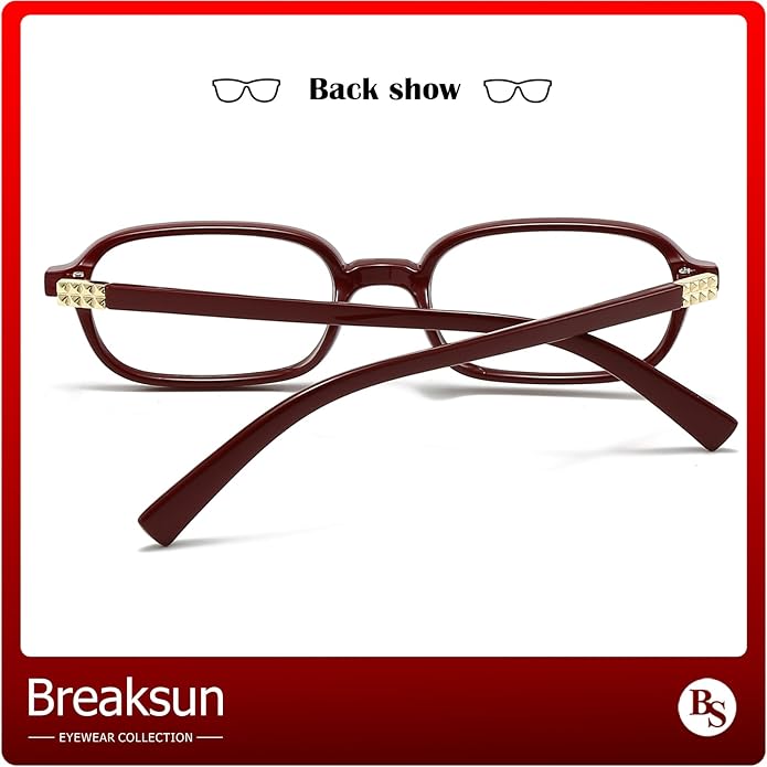 Breaksun Retro Rectangle Glasses for Women Men Small Square Blue Light Blocking Glasses Vintage Eyeglasses