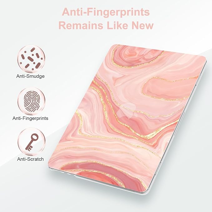G JGOO Compatible with MacBook Air 13 inch Case 2026 2025-2022 M5 A3449 M4 A3240 M3 A3113 M2 A2681, Hard Shell for MacBook Air 13.6 inch Case + Keyboard Cover + Screen Protector, Pink Marble