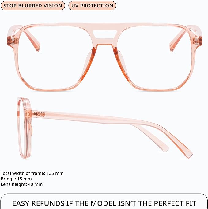 livho Retro Aviator Blue Light Blocking Glasses for Women Men with Soft Case, Trendy Rectangle Computer Eyeglasses