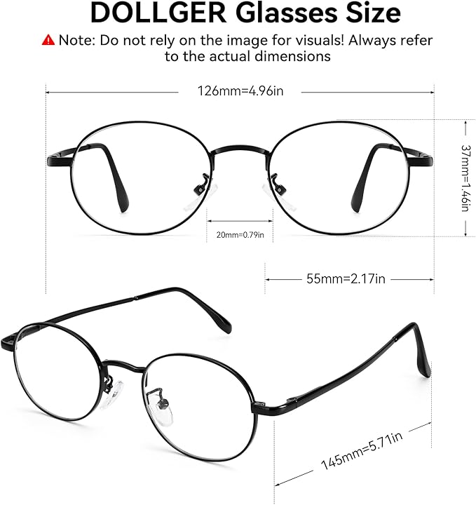 Dollger Oval Blue Light Glasses for Women Retro Anti Bluelight Blocker Glasses Men for Computer Small Metal Frame Eyeglasses