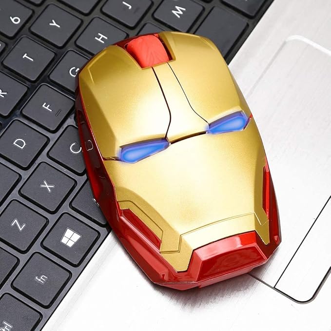 Ergonomic Wireless Mouse - Cool Mice 2.4G Portable Optical Mice with USB Receiver, for Notebook PC Laptop Computer Mac Book, Add a Keychain (Golden)