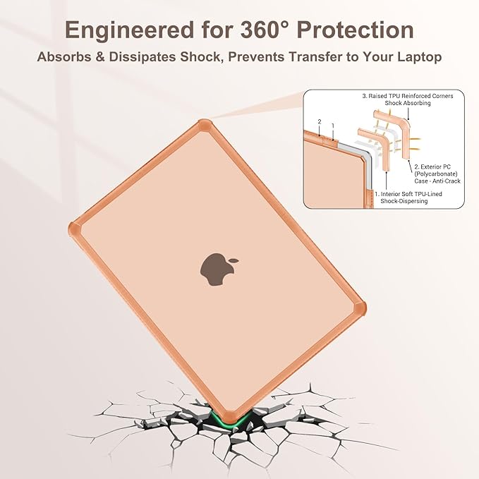 MOSISO Compatible with MacBook Air 13 inch Case M5 2026 M4 2025 M3 M2 2024-2022 A3449 A3240 A3113 A2681,3 in 1 Kit Crack-Resistant Heavy Duty Protective Plastic Hard Case with TPU Bumper,Cosmic Orange