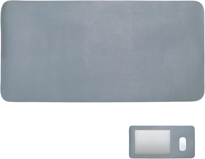 24" x 12" PU Leather Keyboard Mouse Pad Non-Slip Desk Protector Mat for Vanity Makeup Laptop, Dusty Blue