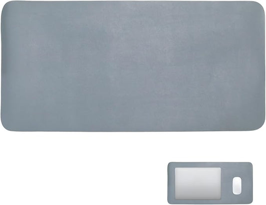 24" x 12" PU Leather Keyboard Mouse Pad Non-Slip Desk Protector Mat for Vanity Makeup Laptop, Dusty Blue