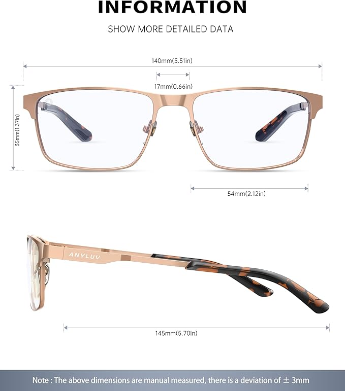 ANYLUV Blue Light Glasses for Men/Women, Lightweight Blue Light Blocking Glasses, Anti-Eye Strain Computer Glasses for Gaming