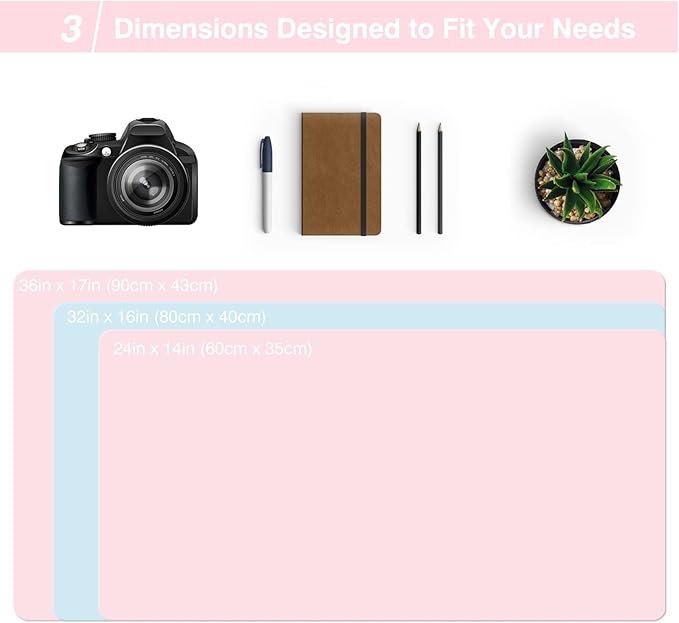TOWWI Dual Sided Desk Pad, Large Desk Mat, Waterproof Desk Blotter Protector Mouse Pad, Leather Desk Pad Large for Keyboard and Mouse (36" x 17", Blue/Pink)