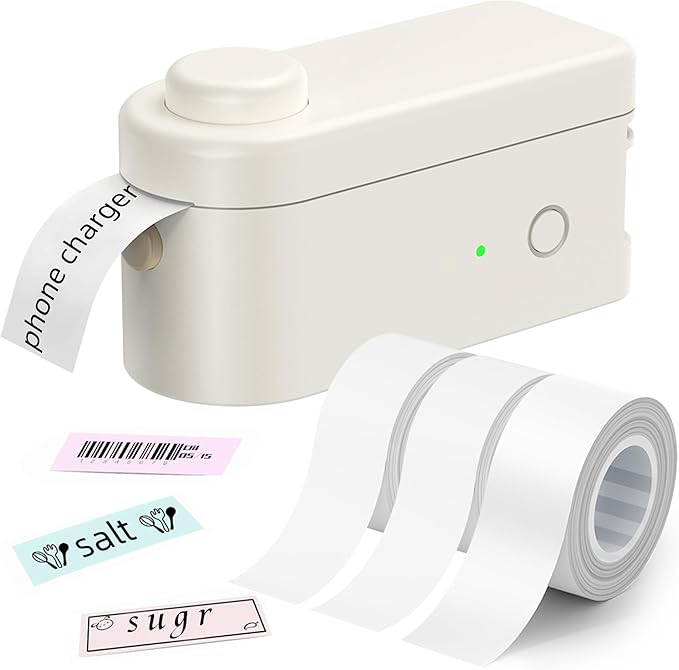 Makeid L1 Label Maker Machine with Tape Includes 3 Rolls - Portable & Rechargeable Label Makers Compatible with 9 12 16mm Tape - Mini Bluetooth Labeler for Organizing Office Home School