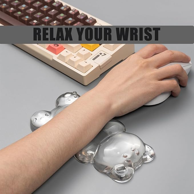 Ergonomic Silicone Gel Mouse Wrist Rest – Clear Cute Bear Mouse Wrist Rest, Comfort & Support for Typing and Gaming