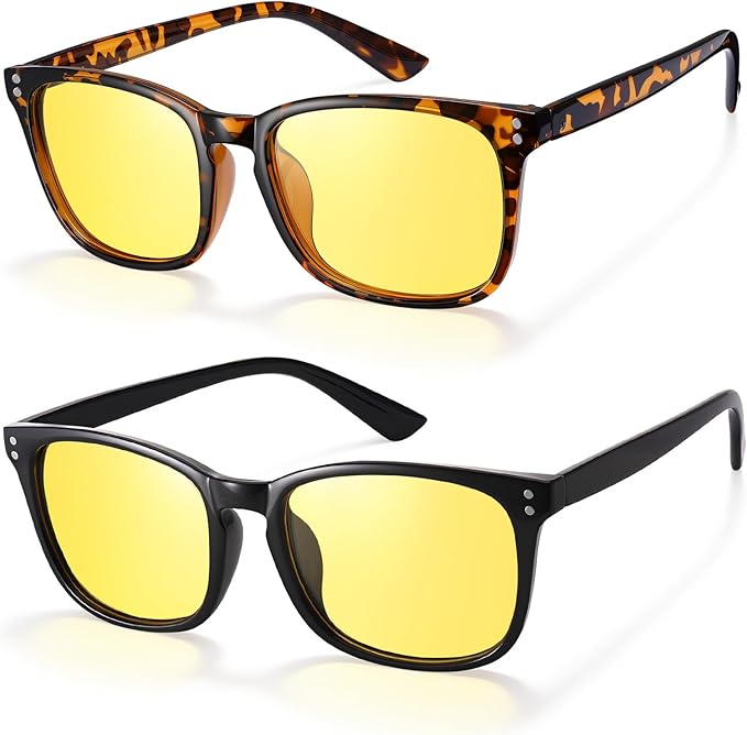 Polarized Sunglasses for Women Men, Night Driving Glasses Anti Glare Yellow Lens UV 400 for Day Night Use
