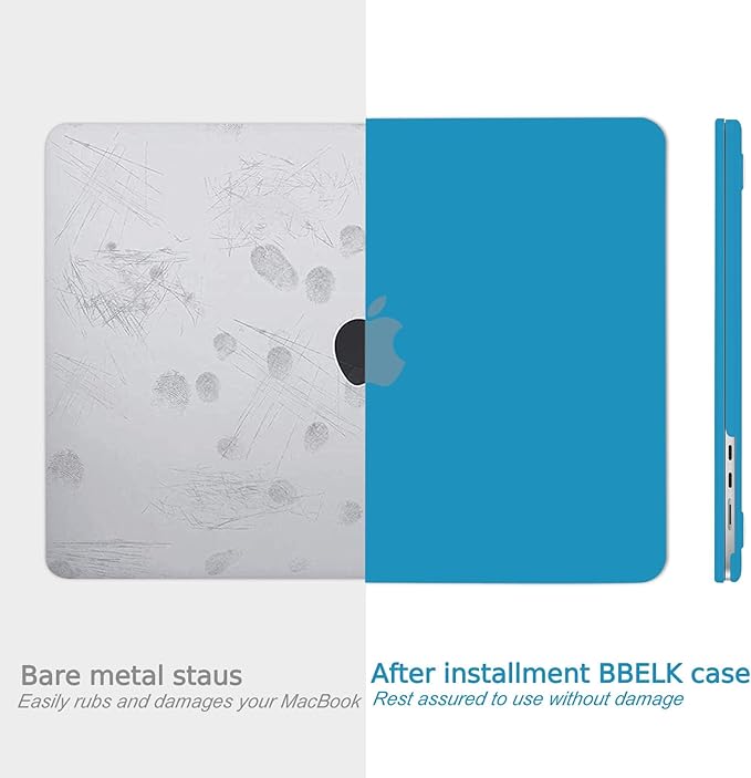 B BELK Compatible with MacBook Air 13 inch Case M5 2026 2025 2024-2022 M4 M3 M2 A3449 A3240 A3113 A2681, Plastic Hard Shell+Keyboard Cover+Screen Protector for MacBook Air 13.6 inch Case, Aqua Blue
