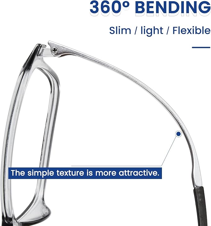Cyxus Blue Light Glasses Computer Glasses UV Blocking GRP Square Frame Clear Lens Ultra Light Eyewear T34
