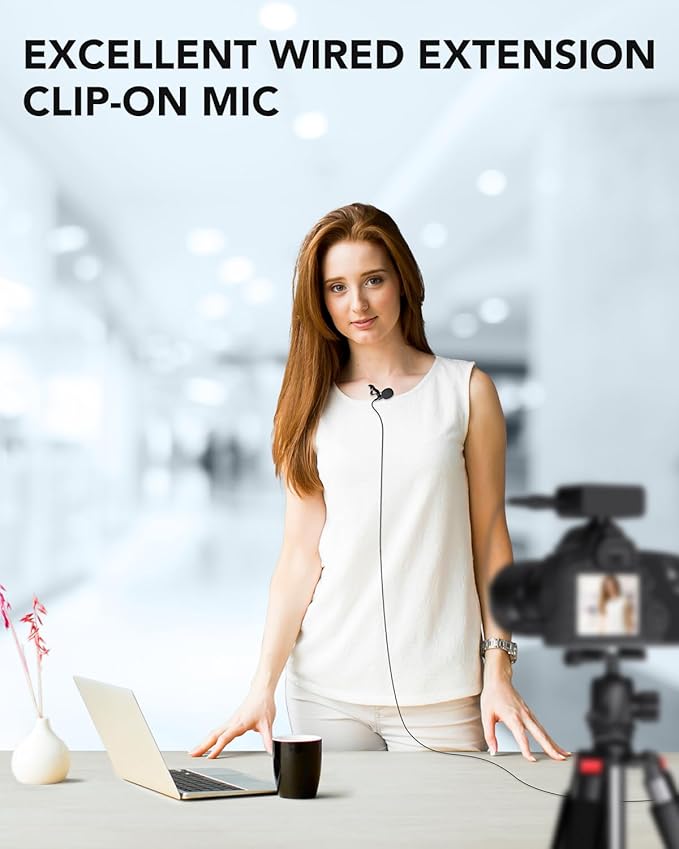 PoP Voice 2Pcs Professional Lavalier Lapel Microphone 3.5mm Compatible With DJI Mic/Rode Wireless GO Transmitters for Smartphone Camera, Mini Mic for YouTube, Interview, Video, Broadcasters