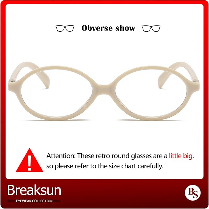 Breaksun Fashion Oval Glasses for Women Men Retro Round Tortoise Frame Blue Light Glasses Nerd Eyeglasses
