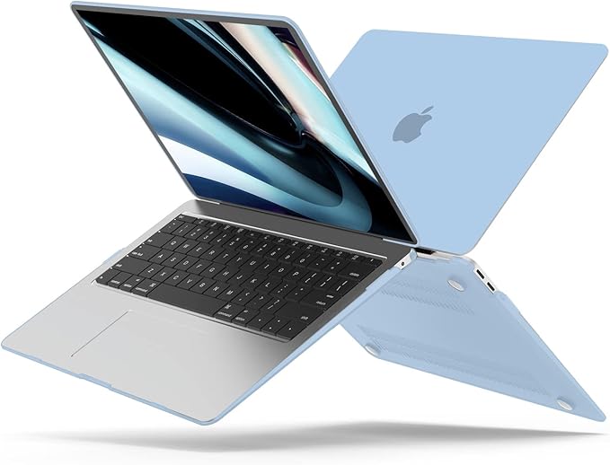 B BELK Compatible with MacBook Air 13 inch Case M1 2022 2021 2020 2019 2018 A2337 A2179 A1932 Touch ID,Matte Plastic Hard Shell+Keyboard Cover+Screen Protector for MacBook Air 13.3 inch Case,Airy Blue