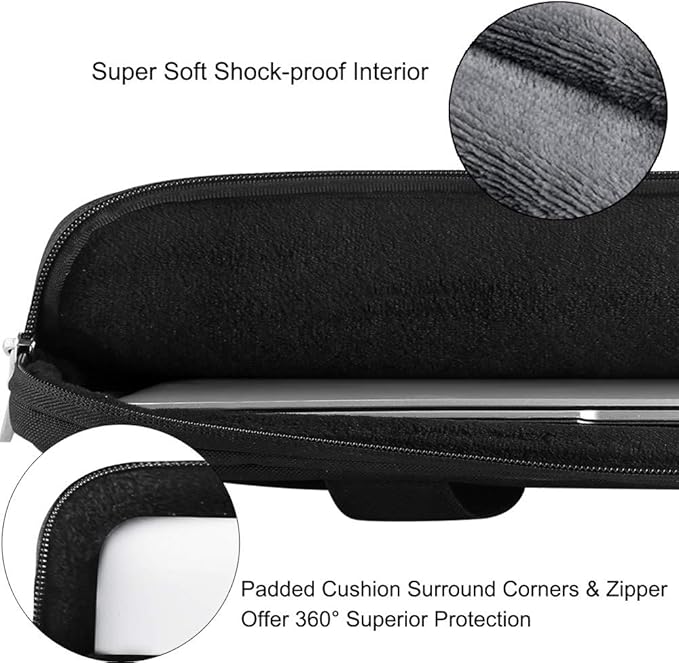 Voova Laptop Bag 13-14 Inch, 360° Protective Laptop Case Sleeve with Shoulder Strap Compatible with Macbook Air 13, MacBook Pro 13/14, Waterproof Computer Bag Slim Briefcase for Men Women, Black