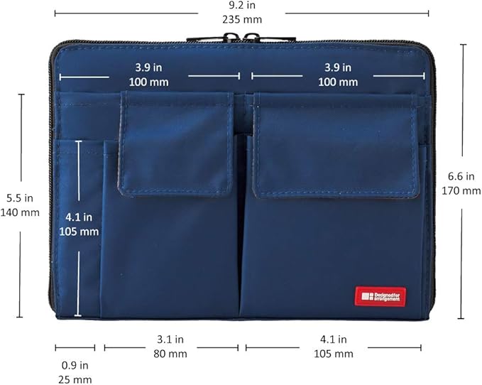 LIHITLAB Bag Laptop Sleeve with Storage Pockets (Bag-in-Bag), 7.1 x 9.8 Inches, Orange (A7553-4)