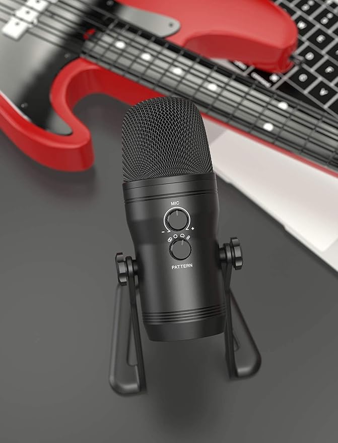 FIFINE USB Studio Recording Microphone Computer Podcast Mic for PC, PS4, Mac with Mute Button & Monitor Headphone Jack, Four Pickup Patterns for Vocals YouTube Streaming Gaming ASMR Zoom-Class (K690)