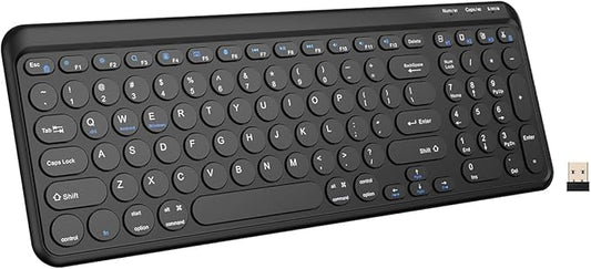 TECKNET Wireless Keyboard Bluetooth & 2.4G USB, Up to 4-Device Connection, USB C Rechargeable Battery, Quiet Typing, Compact Layout, 7° Ergonomic Tilt, Compatible with Windows/Android/iOS, Deep Back
