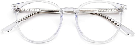 Blue Light Blocking Glasses for Women and Men, Round Frame Computer Gaming Anti Eyestrain & UV Glare RF6213 (Clear)