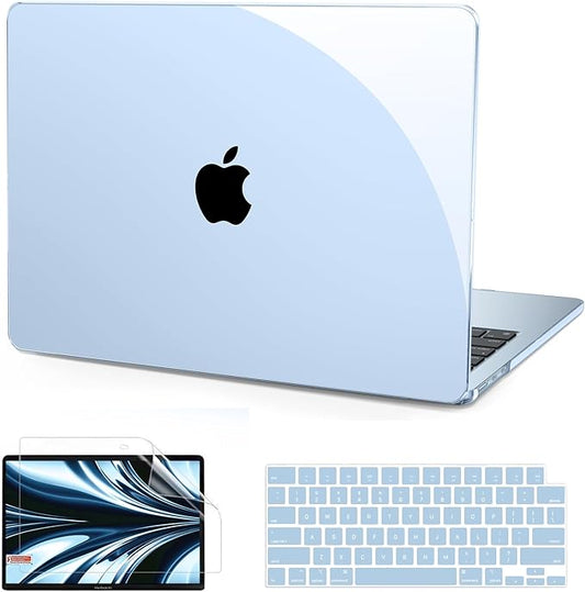B BELK Compatible with MacBook Air 13 inch Case M5 2026 2025-2022 M4 M3 M2 A3449 A3240 A3113 A2681, Plastic Hard Shell+Keyboard Cover+Screen Protector for MacBook Air 13.6 inch Case, Crystal Sky Blue