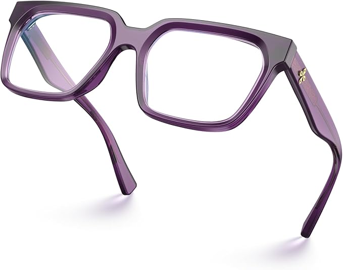 VISOONE Rectangle TR90 Blue Light Blocking Glasses Computer Eyewear with Preppy Look for Women and Men Cougar