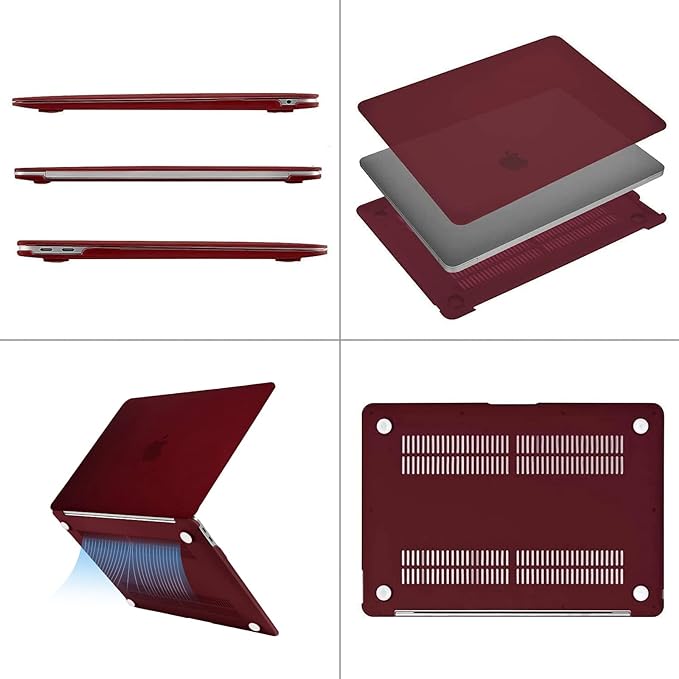 MOSISO Compatible with MacBook Air 13 inch Case M1 Chip 2021-2018 Release A2337 A2179 A1932, Plastic Hard Shell&Keyboard Cover&Screen Film&Storage Bag for MacBook Air 13.3 inch Case, Marsala Red