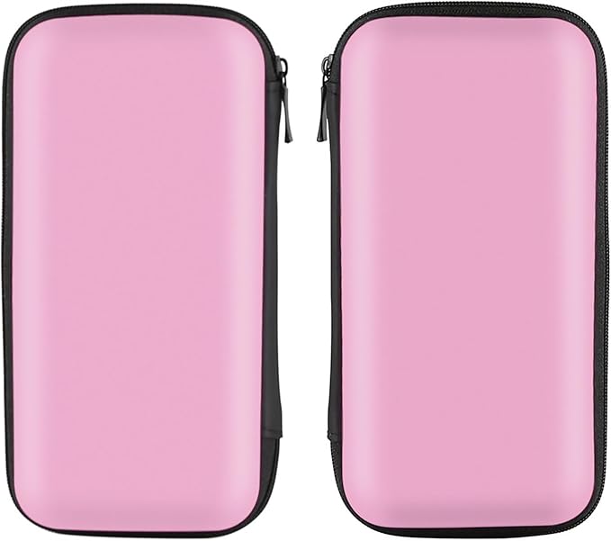 iMangoo Travel Essential Electronics Organizer Charger Case, Shockproof Dual Zipper Power Bank Cables Tech Accessories Pouch Purse, Men & Women Travel Must Have Storage Bag, 6.5x3.2x1 inch Pink